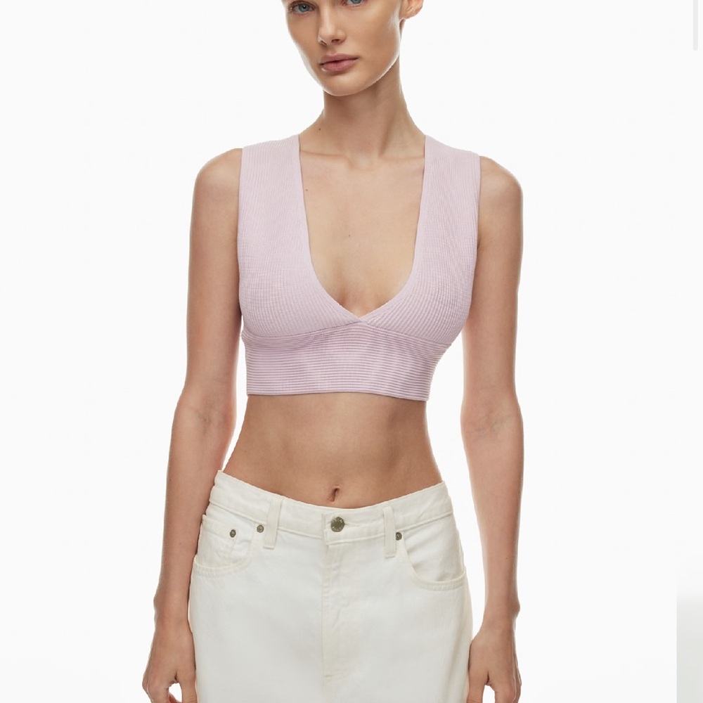 Aritzia Babaton Sculpt Knit Deep V tank Lavender